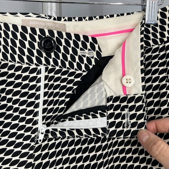 Banana Republic Hampton Black White Geometric Print Crop Ankle Trouser Pant Sz 4 - Picture 12 of 14